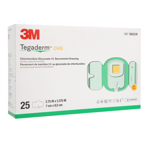 3M Tegaderm CHG Chlorhexidingluconat I.V. Fixierverband, 25 Stück - 7x8,5cm