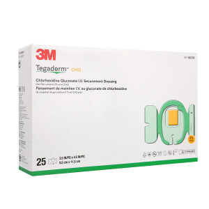 3M Tegaderm CHG Chlorhexidingluconat I.V. Fixierverband für ZVK, 25 Stück - 8,5x11,5cm