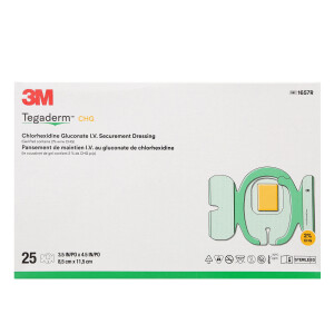 3M Tegaderm CHG Chlorhexidingluconat I.V. Fixierverband für ZVK, 25 Stück - 8,5x11,5cm