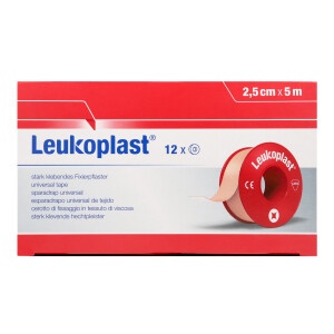 Leukoplast stark klebendes Fixierpflaster, 12 Stück - 2,5cm x 5m