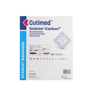 Cutimed Sorbion Carbon+ Wundauflage, 12 Stück - 15x15cm