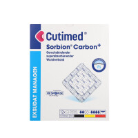 Cutimed Sorbion Carbon+ Wundauflage, 12 Stück - 15x15cm