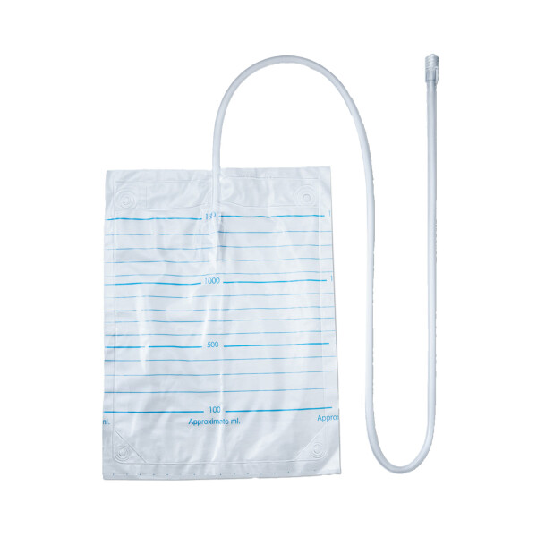 Gallendrainagebeutel, 80cm Schlauch,1.500ml, mit Luer-Lock, 25 Stück - Steril