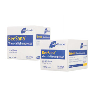BeeSana Vlies-Schlitzkompressen, unsteril, 4-fach, 100...