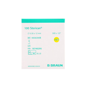 Sterican Insulinkanülen mit Luer-Lock Ansatz zur Insulininjektion, 100 Stück - 30G x 1/2
