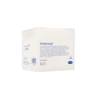 Medicomp Vlieskompressen, unsteril, 4-fach, 100 Stück - 10x10cm