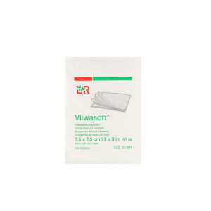 Vliwasoft Vliesstoffkompressen, unsteril, 4-lagig, 100 Stück - 7,5x7,5cm
