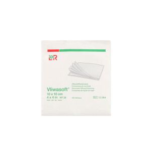 Vliwasoft Vliesstoffkompressen, unsteril, 4-lagig, 100 Stück - 10x10cm