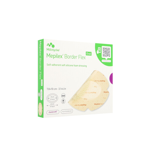 Mepilex Border Flex Schaumverband, selbsthaftend, 5 Stück - 7,8x10cm (oval)