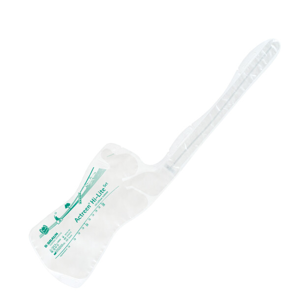 Actreen Hi-Lite Set Nelaton Einmalkatheter für Männer, mit Nelatonspitze, Auffangbeutel, 37cm, 30 Stück - CH 18