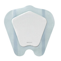 Biatain Silicone Ag Schaumverband, 5 Stück - 25x25cm (Sackrum groß)