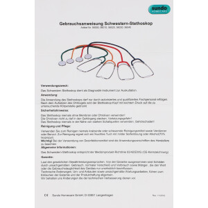 Sundo Homecare Stethoskop schwarz, Flachmembran, 2 Oliven, 80cm, 80g