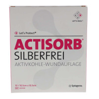 Actisorb silberfrei Aktivkohle Wundauflage 10 Stück - 10,5x10,5cm