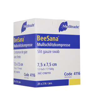 BeeSana Mull-Schlitzkompressen Y-Schnitt steril 12-fach...