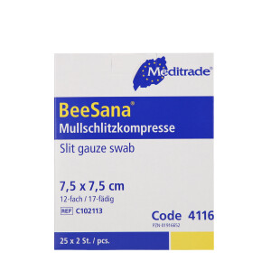 Meditrade Mull-Schlitzkompressen steril 12-fach 25x2 Stück - 7,5x7,5cm
