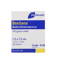 BeeSana Mull-Schlitzkompressen Y-Schnitt steril 12-fach 25x2 Stück - 7,5x7,5cm