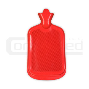 Wärmflasche Gummi mit Schraubverschluss, 2 Liter - Rot