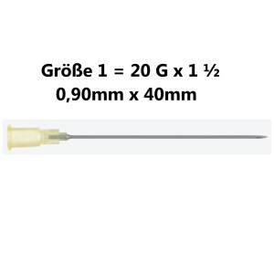 Sterican Einmalkanülen mit Luer-Lock Ansatz, 100 Stück - Gr. 1 =  G 20 x 1 1/2  ø 0,90x40mm - Farbcode: Gelb