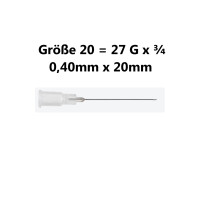 Sterican Einmalkanülen mit Luer-Lock Ansatz, 100 Stück - Gr. 20 = G 27 x 3/4  ø 0,40x20mm - Farbcode: Grau