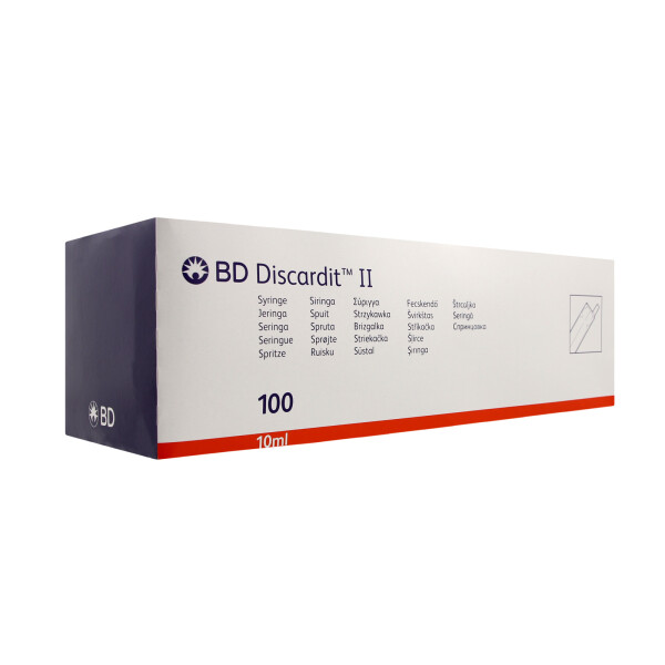 BD Discardit II Einmalspritzen 10ml, mit Luer Ansatz, 2-teilig, PVC-frei, latexfrei, EO-sterilisiert - 100 Stück
