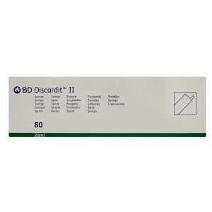 BD Discardit II Einmalspritzen, 20ml, mit Luer Ansatz, 2-teilig, PVC-frei, latexfrei, EO-sterilisiert - 80 Stück