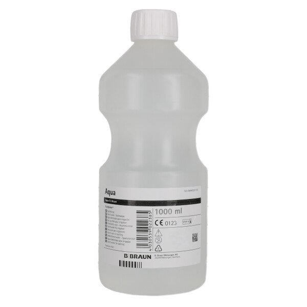 Aqua B. Braun Ecotainer Spüllösung, steriles Wasser, PP Flasche mit Griff, Taille, weißer Deckel - ab 1.000ml