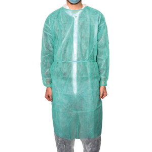 MaiMed Coat Protect, Schutzkittel aus Vlies, grün, unsteril, elast. Ärmelabschl, 120cm, 21g/m² Qualität, 75505 - 10 Stück
