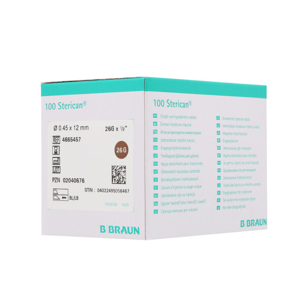 Sterican Einmalkanülen mit Luer-Lock Ansatz zur Insulininjektion, 100 Stück - 26G x 1/2