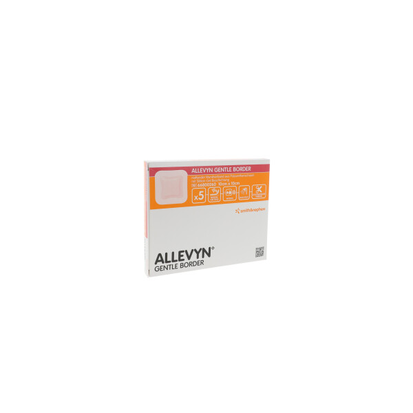 ALLEVYN Gentle Border, haftender Wundverband aus Polyurethanschaum mit Silikon-Gel Beschichtung, 5 Stück - 10x10cm