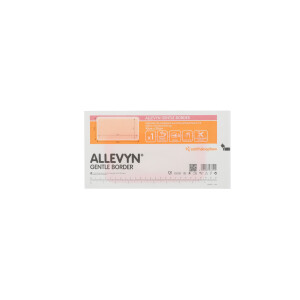 ALLEVYN Gentle Border, haftender Wundverband aus Polyurethanschaum mit Silikon-Gel Beschichtung, 5 Stück - 10x20cm