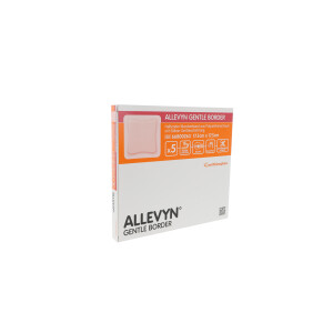 ALLEVYN Gentle Border, haftender Wundverband aus Polyurethanschaum mit Silikon-Gel Beschichtung, 5 Stück - 17,5x17,5cm