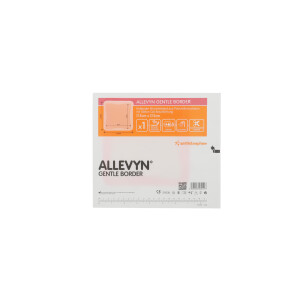 ALLEVYN Gentle Border, haftender Wundverband aus Polyurethanschaum mit Silikon-Gel Beschichtung, 5 Stück - 17,5x17,5cm