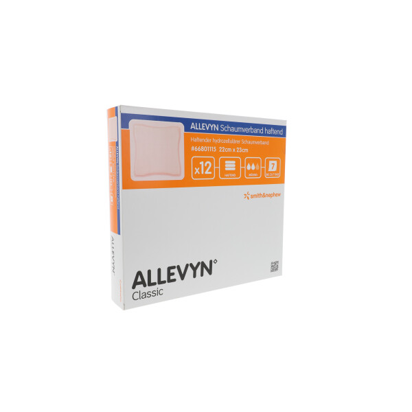 ALLEVYN Classic, haftender hydrozellulärer Schaumverband, 12 Stück  - 22x23cm